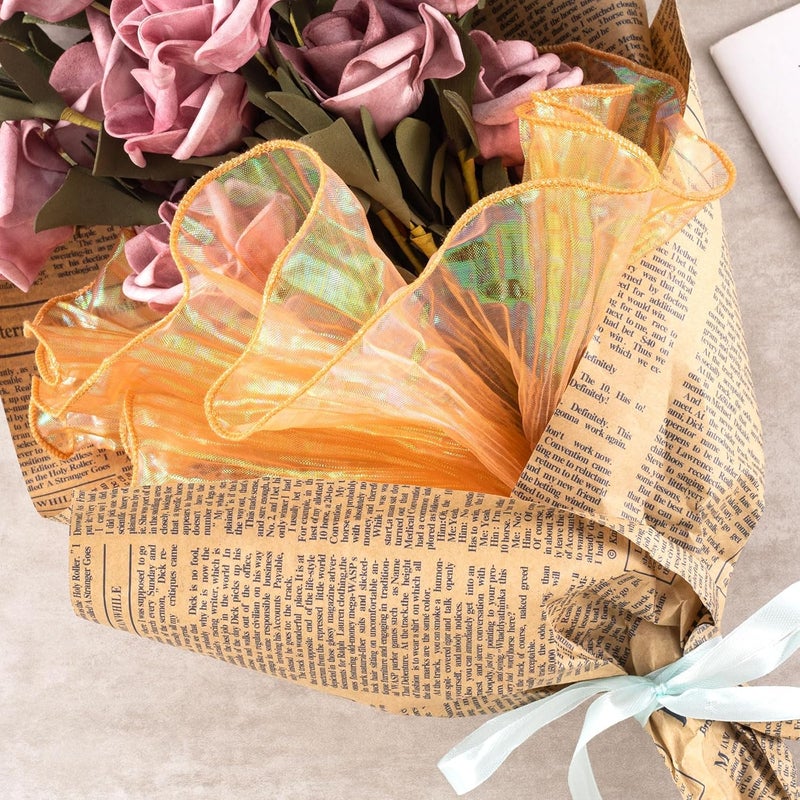 Hzopcw 5 Yards Ruffle Lace Trims, Organza Ruffled Lace Fabric, Pleated Ribbon Sewing Decoration for Bridal Wedding Dresses Bouquets Clothing Hair Accessories Flower Packages DIY Crafts- Light Gold - Image 3